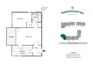 Gut vermietete 2-Zimmer-Wohnung mit großem Südbalkon, 12107 Berlin, Wohnung