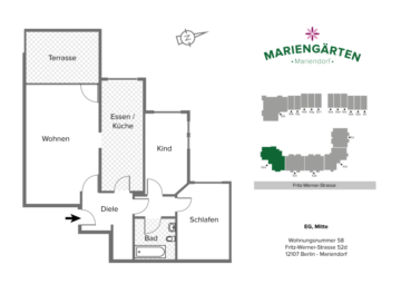 Helle Erdgeschosswohnung mit Südwest-Terrasse, 12107 Berlin, Terrassenwohnung