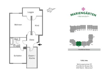 Guter Grundriss, großer Balkon ins Grüne, gute Rendite, 12107 Berlin, Etagenwohnung