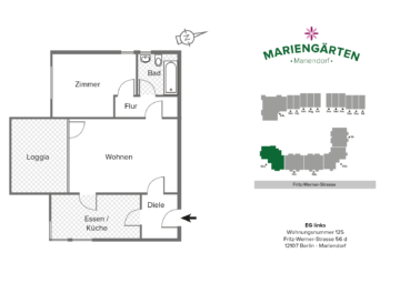 Gut vermietete 2-Zimmer-Wohnung mit großer Südterrasse, 12107 Berlin, Etagenwohnung