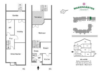Provisionsfrei: Geräumiges Reihenhaus in Mariendorf, 12107 Berlin, Reihenhaus